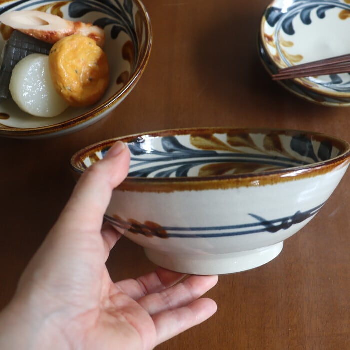 やちむん 陶眞窯 7寸鉢 デイゴ唐草 Yachimun Bowl 21cm #455 | 和食器