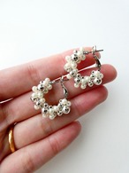 random beads pearl hoop  pierce/earrings silver×pearl