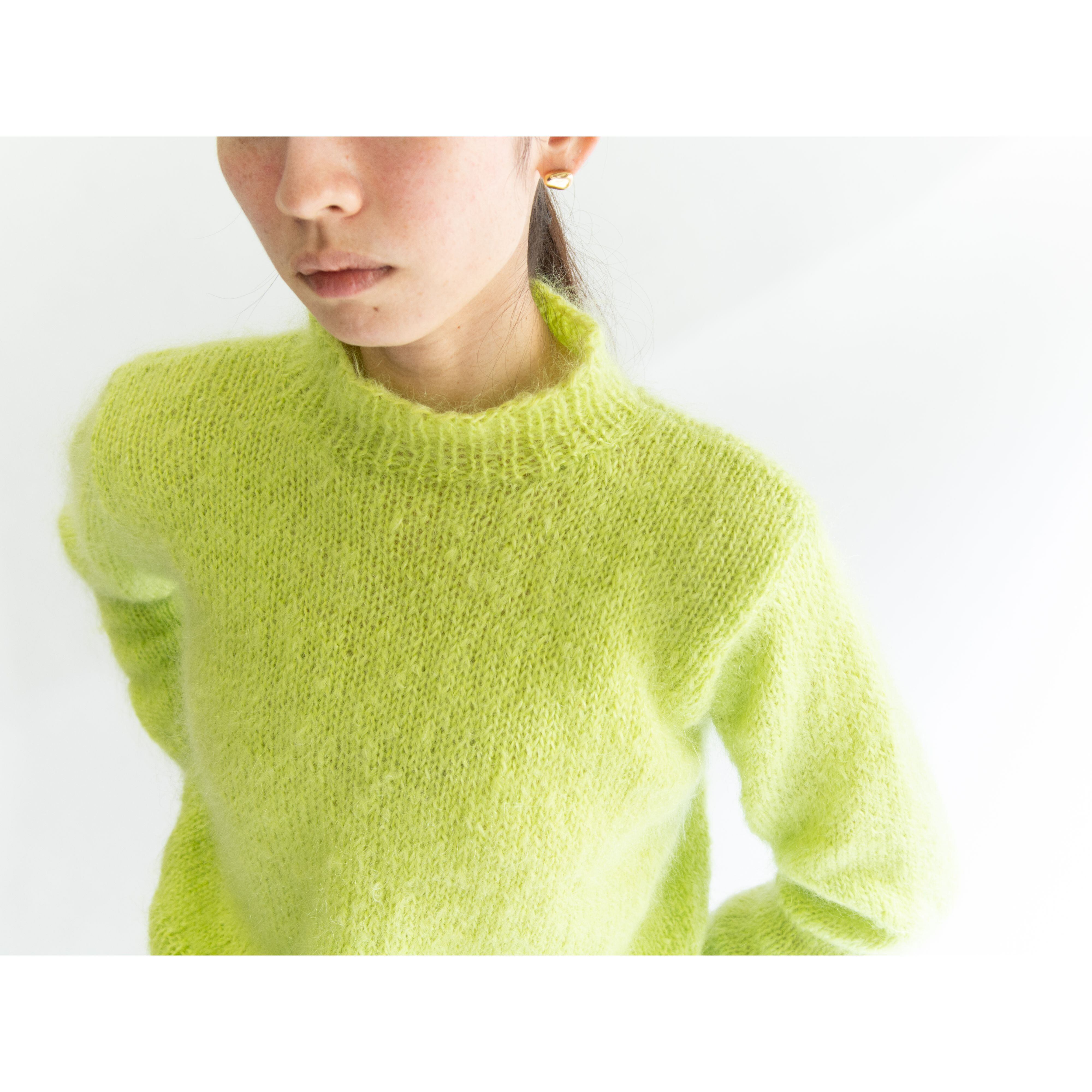 【Made in Scotland】70's Mohair high neck sweater hand knit（スコットランド製 モヘア ハイネックセーター ニット）10b
