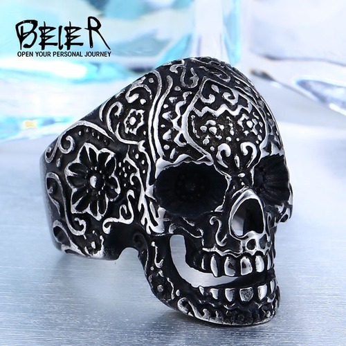 【送料無料】 メンズ リング 指輪 庭園 花 フラワー スケルトン ステンレス パンク 10000251