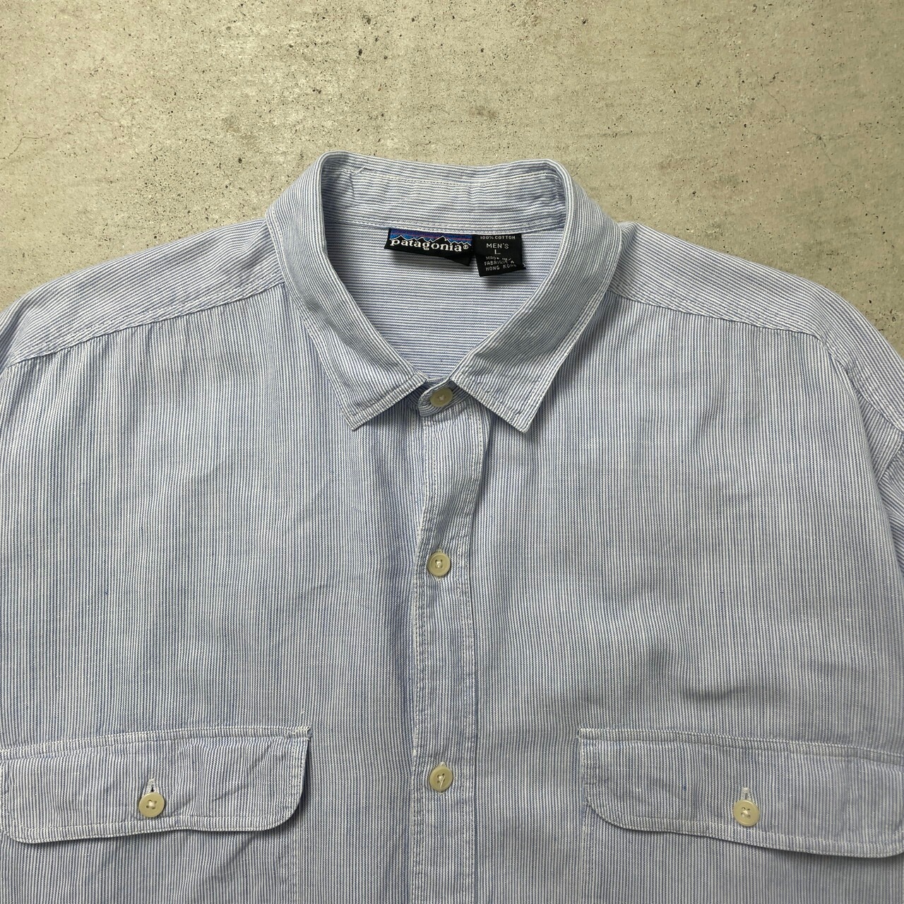 90年代 Patagonia パタゴニア コットンストライプシャツ メンズL 古着 