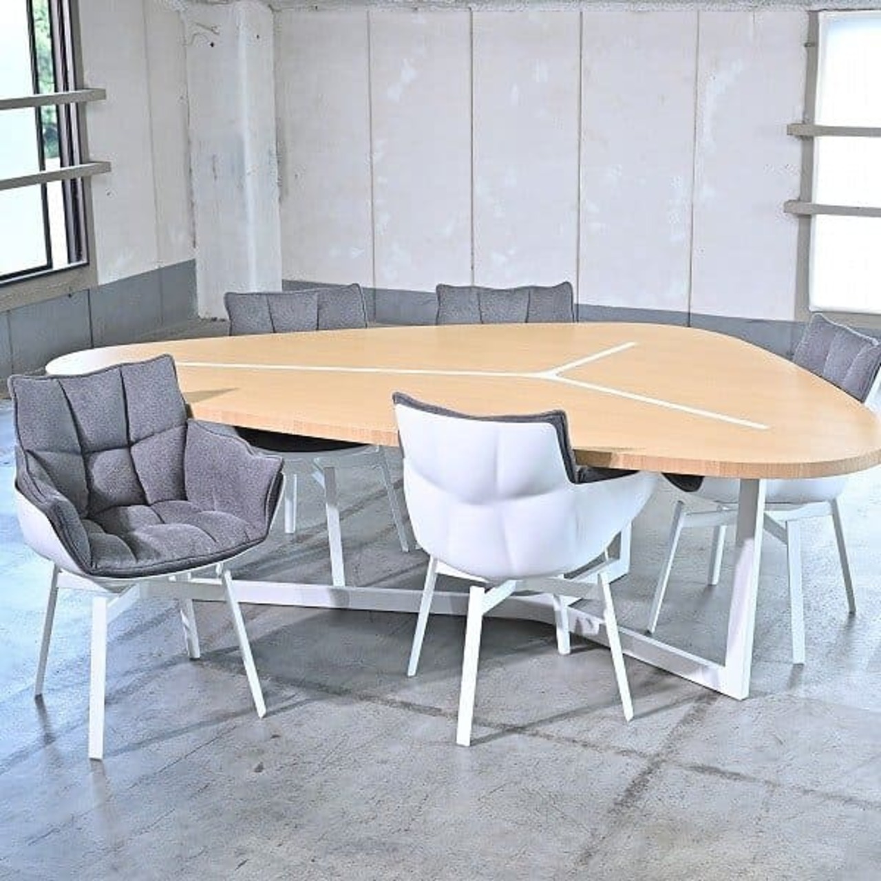 最高級 B&B Italia 400万「Seven/Husk」ダイニング6点セット ジャン・マリー・マッソー パトリシア・ウルキオラ イタリア セブン ハスク【 中古家具/中古インテリア/USED家具ユーズド家具/リサイクル】