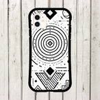 受注生産 iPhoneケース 同心円と菱形の白黒護符｜魔除け柄 TALM034A