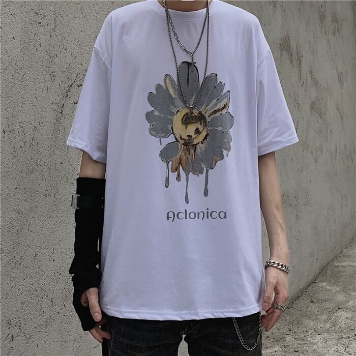 新品 花柄プリント柄Tシャツ 大人女子☆ 原宿系 フラワーデザイン