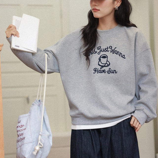 front-embroidery sweatshirt　J00374