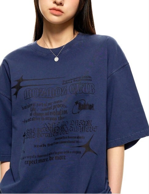【MOZMOZ】グラフィックピグメントオーバーフィット半袖Tシャツ ☆TXT スビン 着用!!【MOZMOZ】ピグメント トランス
