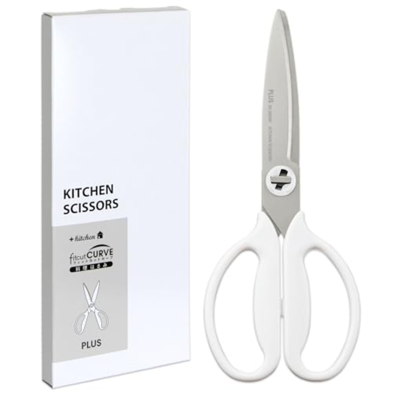 プラス キッチンバサミ 料理ばさみ 分解 洗える 丸洗い 食洗機対応 ストレスのない切れ味 ステンレス フィットカットカーブ マッシュルームホワイト 紙箱包装 35728