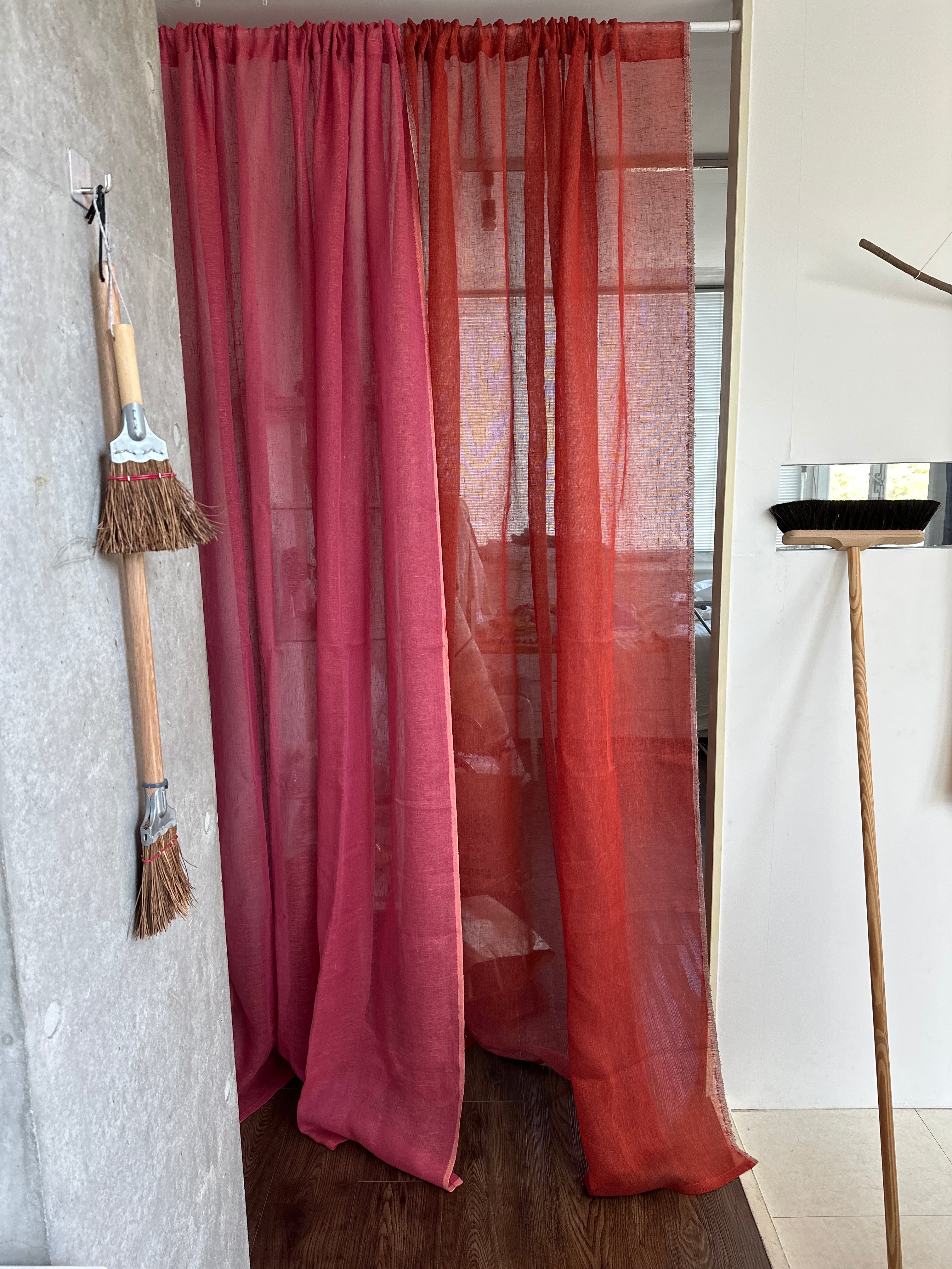 リトアニアリネンシースルーカーテン / コーラルpink