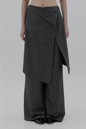 [TREEMINGBIRD] 2-way Folded Wrap Skirt-pants [ Dark Gray ] 正規品 韓国ブランド 韓国通販 韓国代行 韓国ファッション TRMNGBD