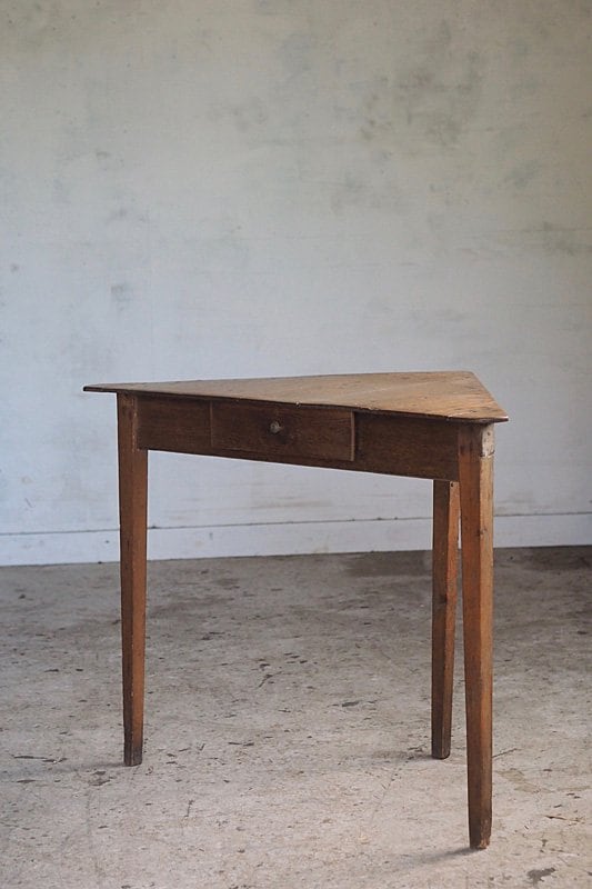 三角コーナーテーブル-vintage oak corner table | アンティーク