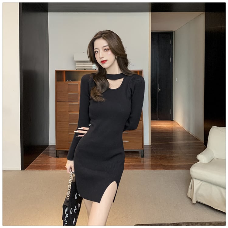   ニットワンピース フラワー 刺繍 シャギースリーブ ニット ワンピース le reve