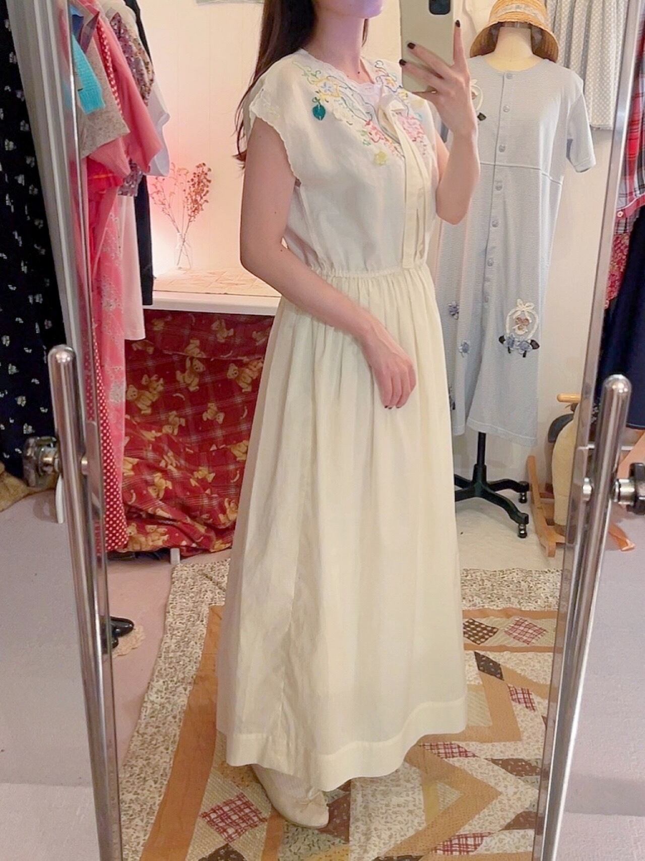 remake / flower embroidery one-piece