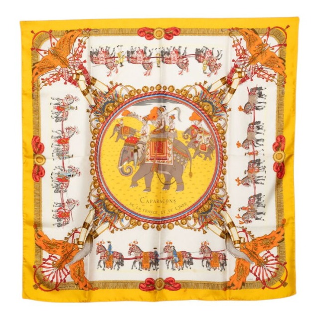 エルメス カレ90 CAPARACONS DE LA FRANCE ET DE L'INDE 馬かざり スカーフ マルチカラー シルク レディース HERMES 【中古】