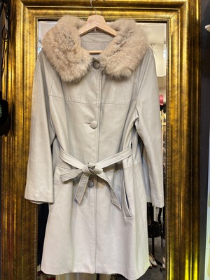 70's gray fox fur collar coat