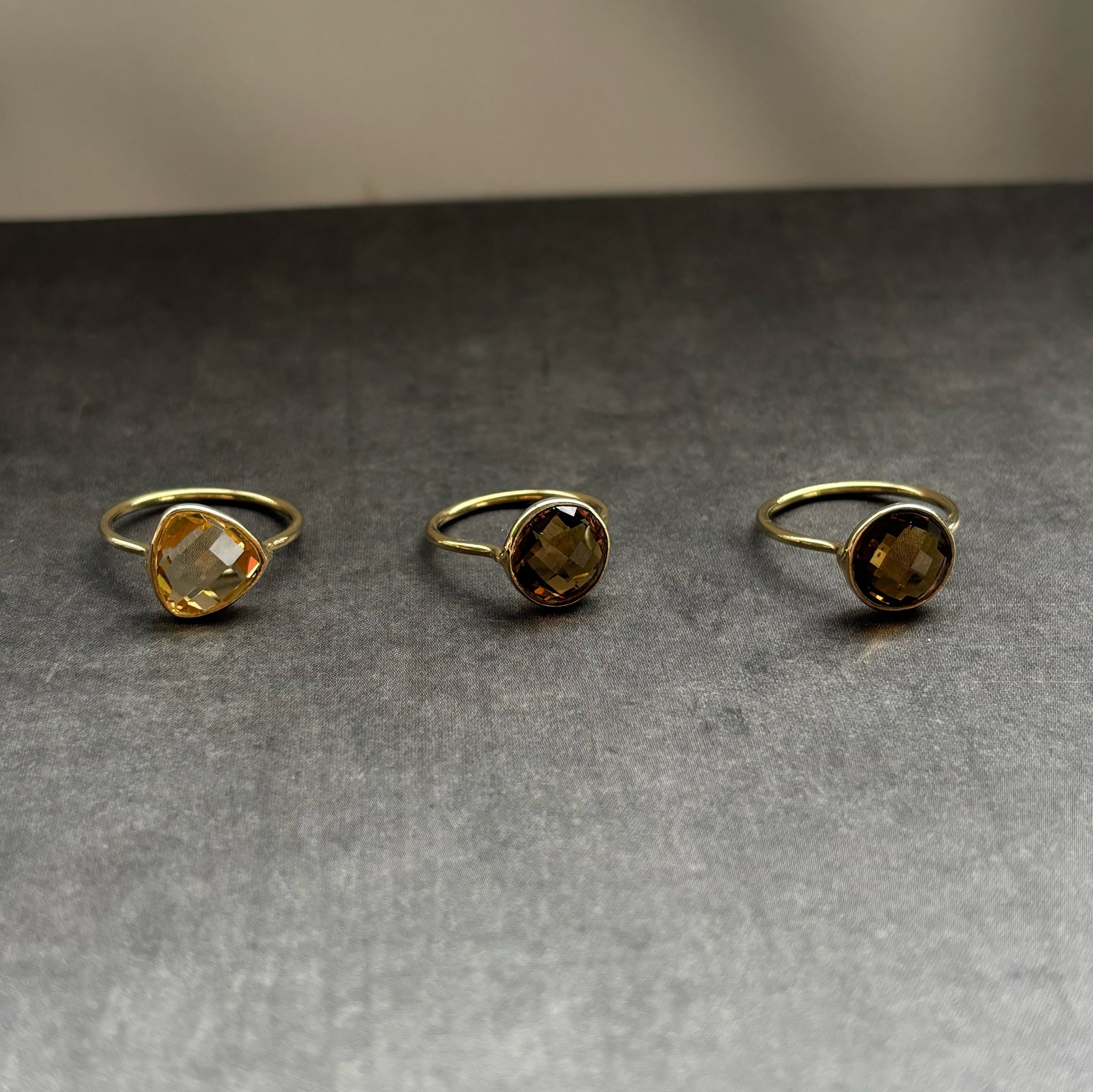 【round ring】~シトリン/スモーキークォーツ~