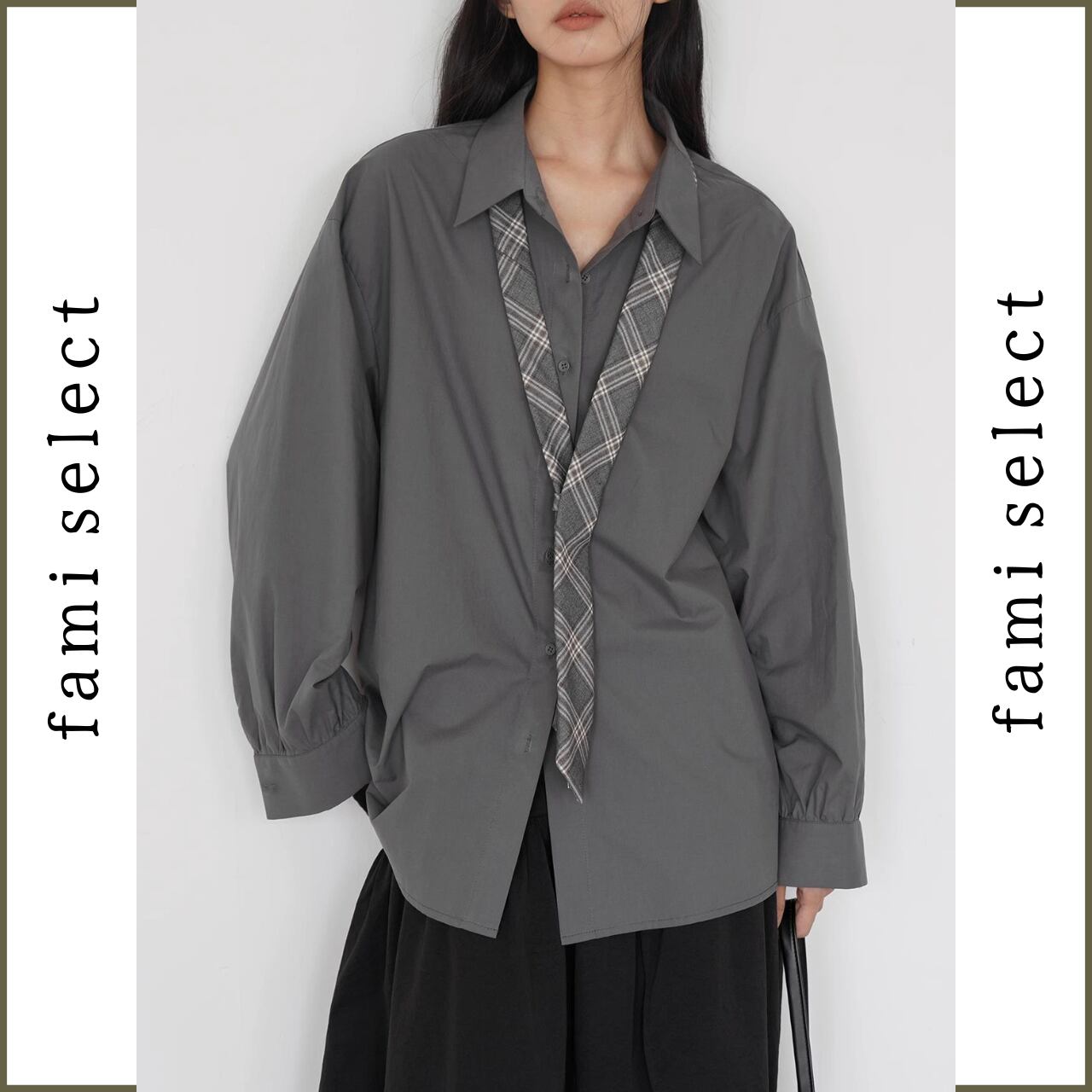 Check tie loose shirt 00565