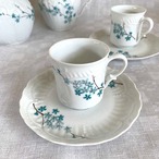 リモージュ くすみブルーの小花 枝物 カップソーサー Limoges 12TWcn1