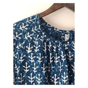 ハーフスリーブドレス《インディゴ木版染め》Mula:working cloth