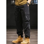 Wide Leg Silhouette Cropped Baggy Pants ◇2color H0347