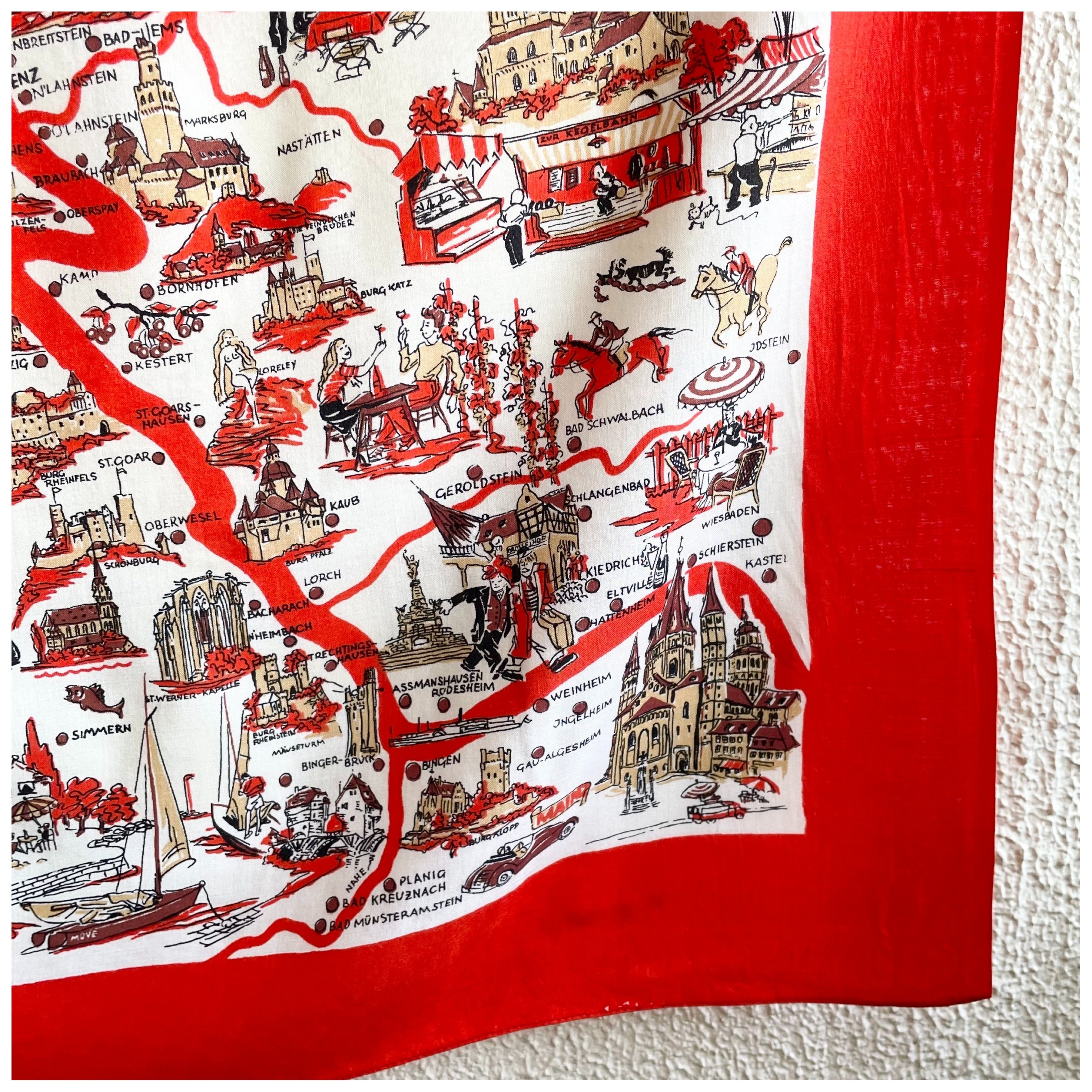 沖縄 地図 スーベニアスカーフ ビンテージ 1950年台 沖縄 地図