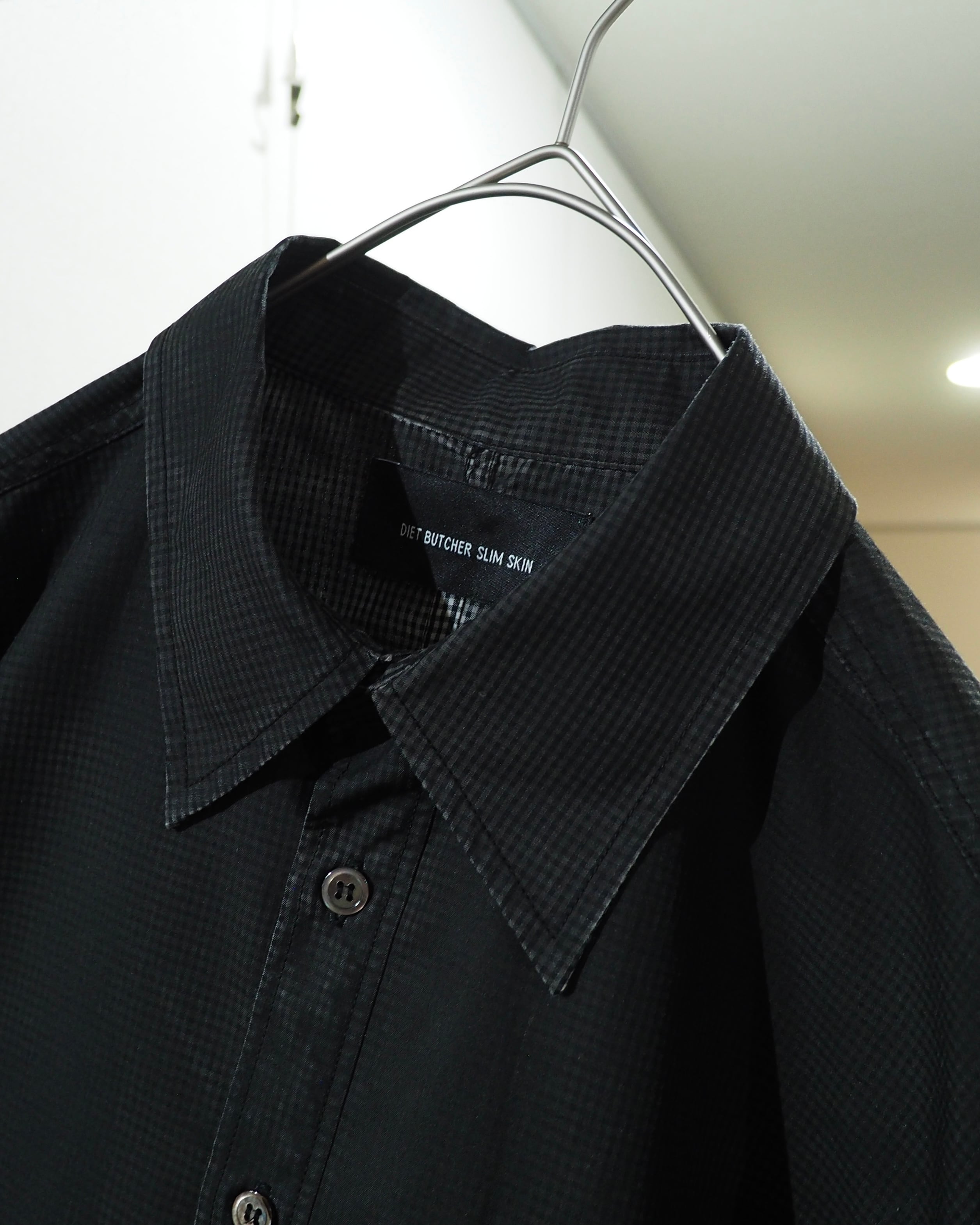 " DIET BUTCHER SLIM SKIN " Beautiful Gradation × Gingham Check Long Length Shirt