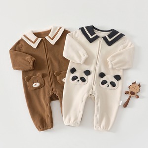 【BABY】暖かいクマセーラーロンパース