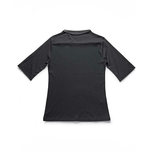 Porter des boutons │シアーロールネックテレコ5分袖プルオーバー（white, black)