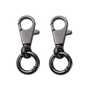 【努力特価】[FUSSED] 2個セット ナスカン 二重リング キーホルダー 回転フック 金具 パーツ キーリング シルバー キーホルダーパーツ アクセサリーパーツ 手作り 手芸用品 ジュエリー 素材 DIY材料 丸カン付き