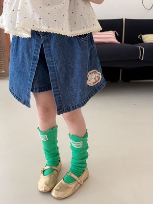 [aiai] Denim Asymmetrical Wrap Skirt Pants / [아이아이] 데님언발랩치마바지