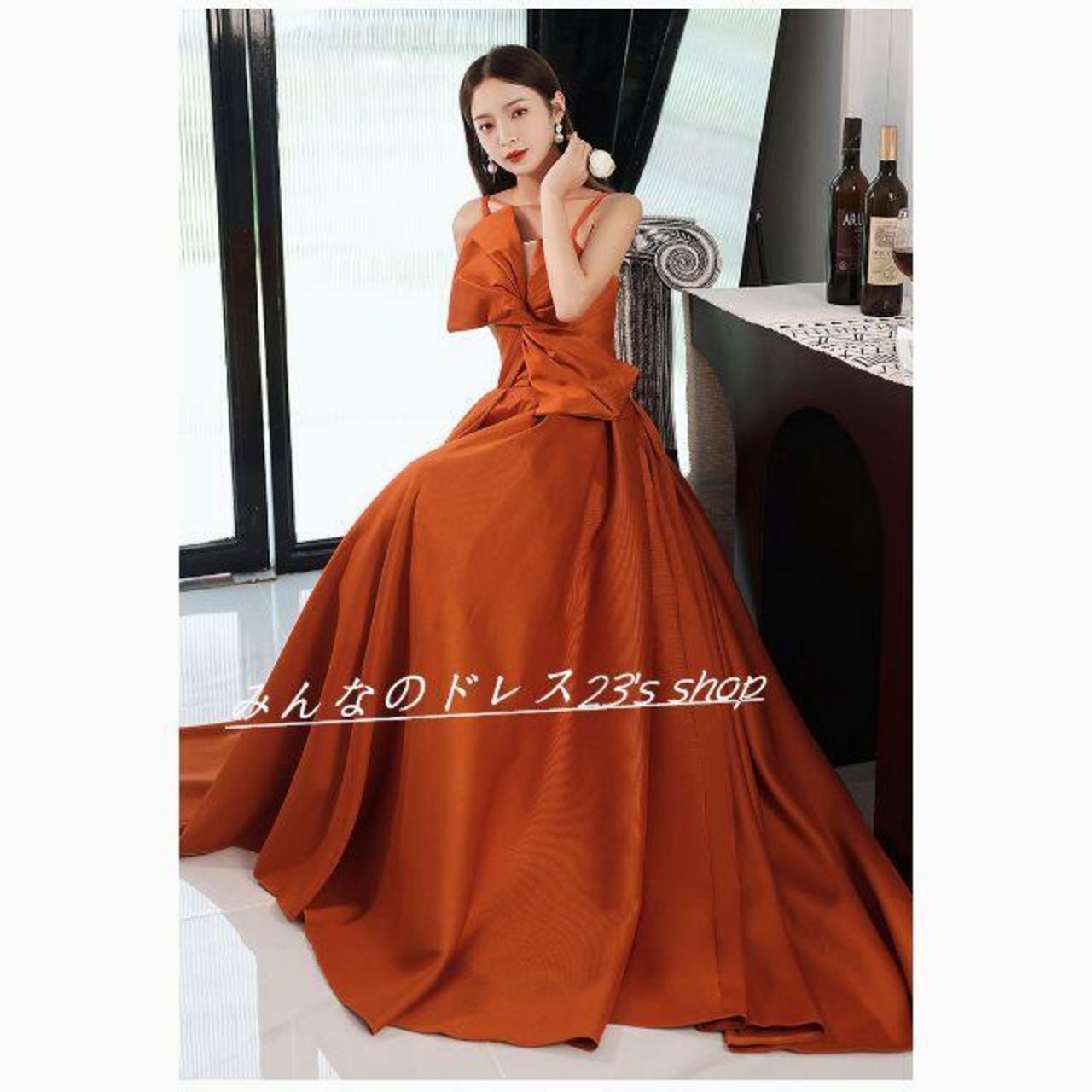高品質！ パーティードレス オレンジ キャミソール 前撮り 人気  