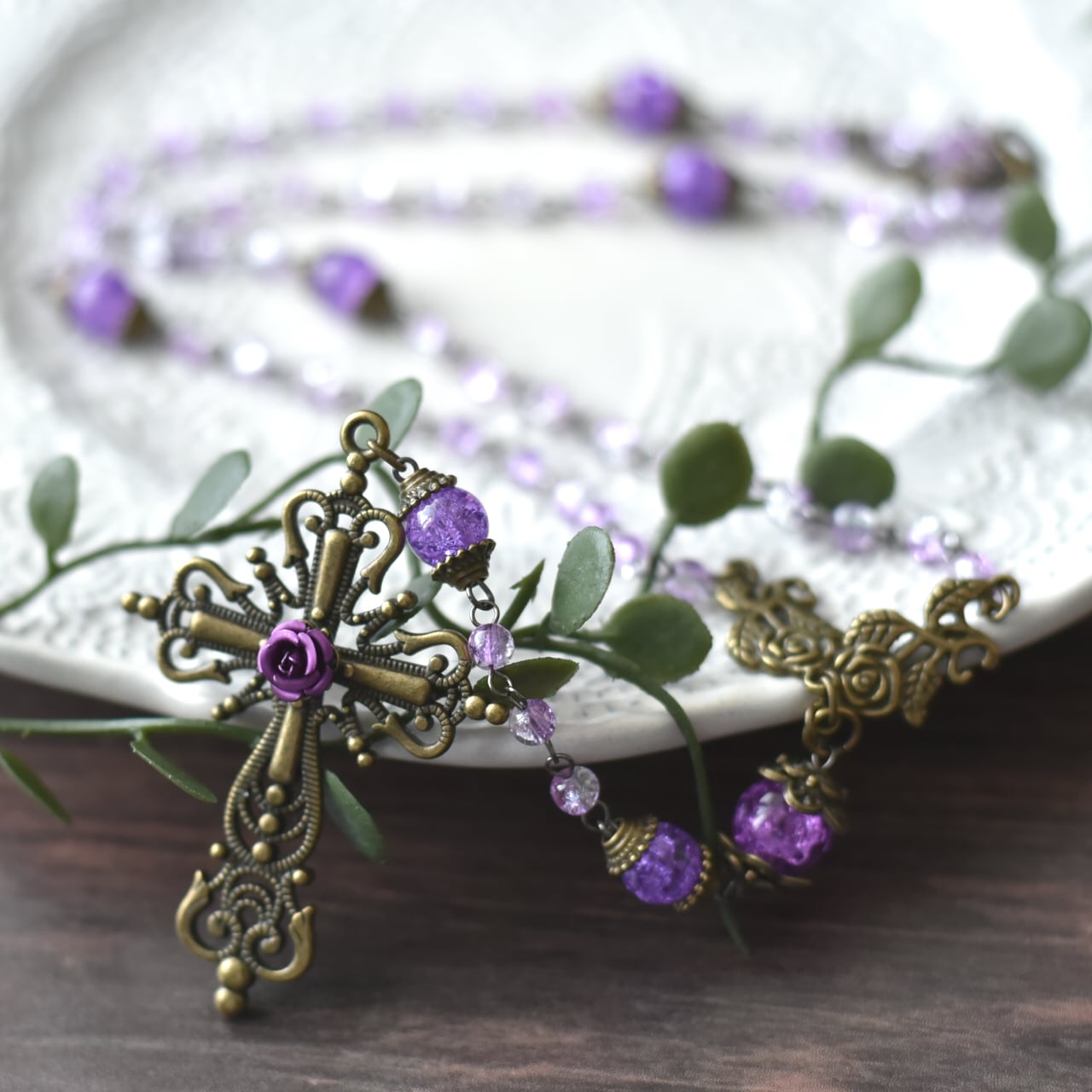 茨姫-薔薇園の美女-｜クラシカルでアンティークな紫薔薇のロザリオ