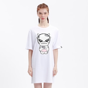 SALE 送料無料【HIPANDA ハイパンダ】レディース Tシャツ ワンピ WOMEN'S Year of the Ox PRINT SHORT SLEEVED LONG T-SHIRT / WHITE・BLACK