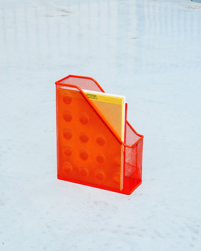Orange old IKEA document desk organizer
