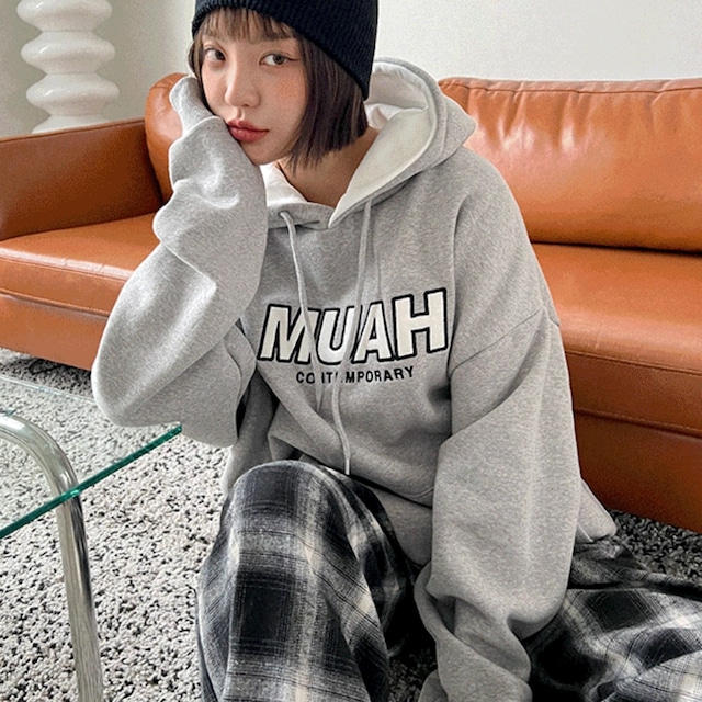 [MUAH MUAH] Signature Combicolor Overfit Hoodie ムアムア 正規品  韓国 ブランド 韓国ファッション 韓国代行 パーカー