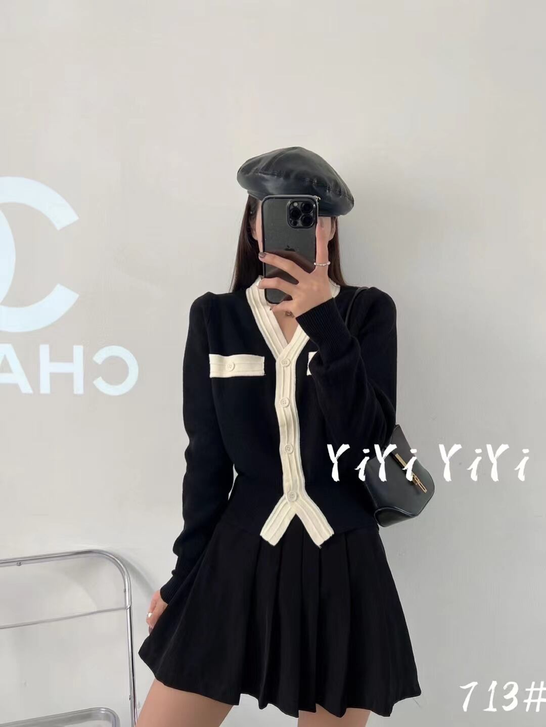 バイカラーニットカーデ　AJ111-713