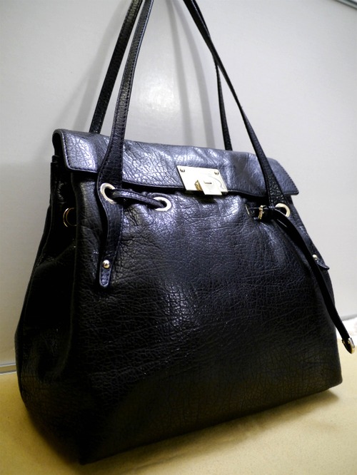 美品22万★JIMMY CHOO ジミーチュウ ラモナ A4対応 ビジネス可 レザー トート ショルダー バッグ 黒★ 通勤通学にも大活躍のA4対応トート♪