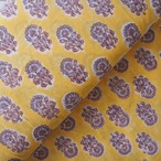 ブロックプリント生地【50cm単位】インド綿 小花柄 黄色×グレージュ #16726-YL2