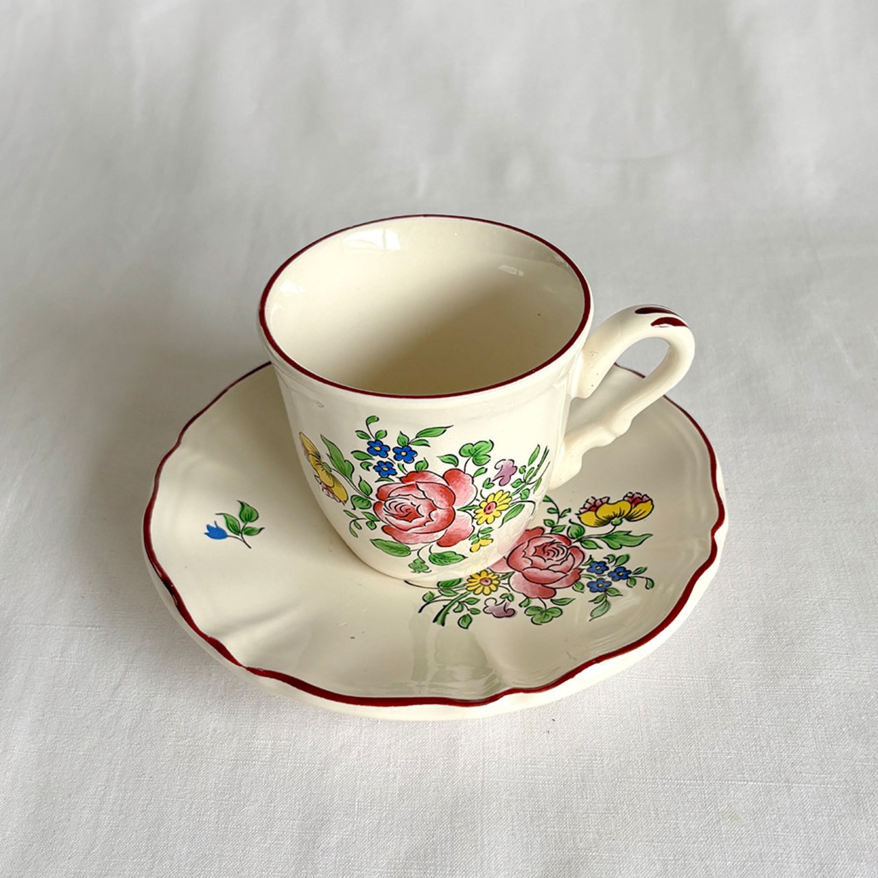 コーヒーカップ　KGリュネヴィル　カップソーサー　花柄　バラ　オールドストラスブール　12twev1-6