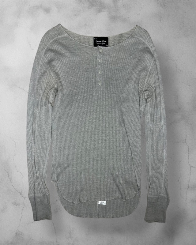 NUMBER (N)INE 09AW Ribbed Henley Neck Thermal Shirt Size:3