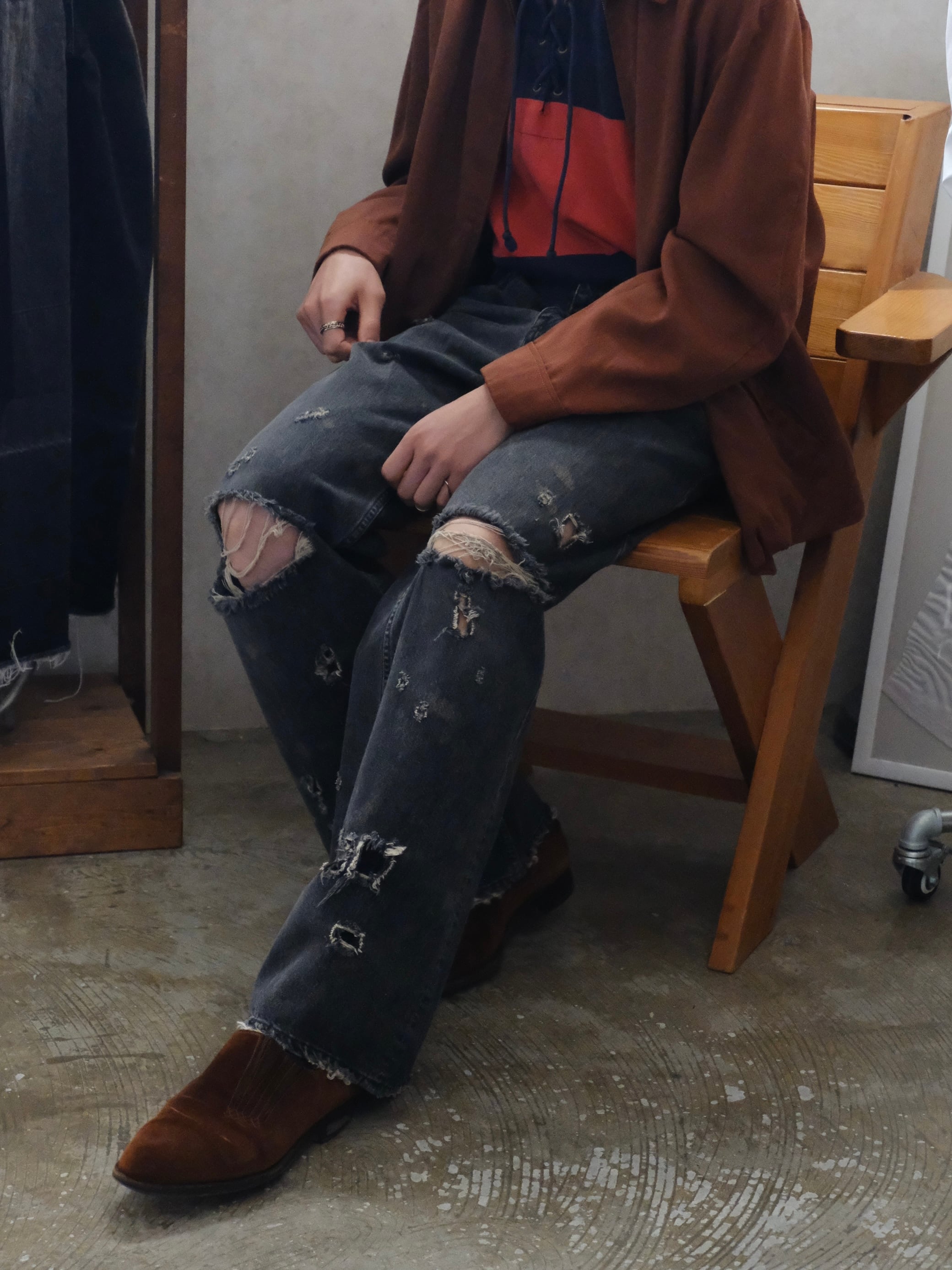 DAIRIKU】 Super Damage Wide Denim Pants | THE OUR DAIRIKU】 Super Damage Wide Denim Pants | THE OUR