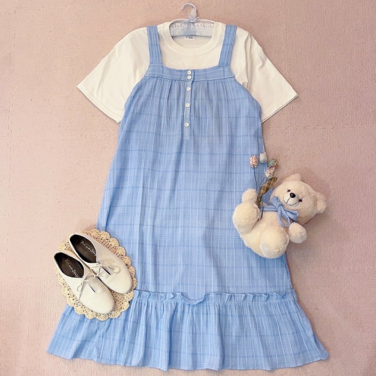 light blue camisole one-piece