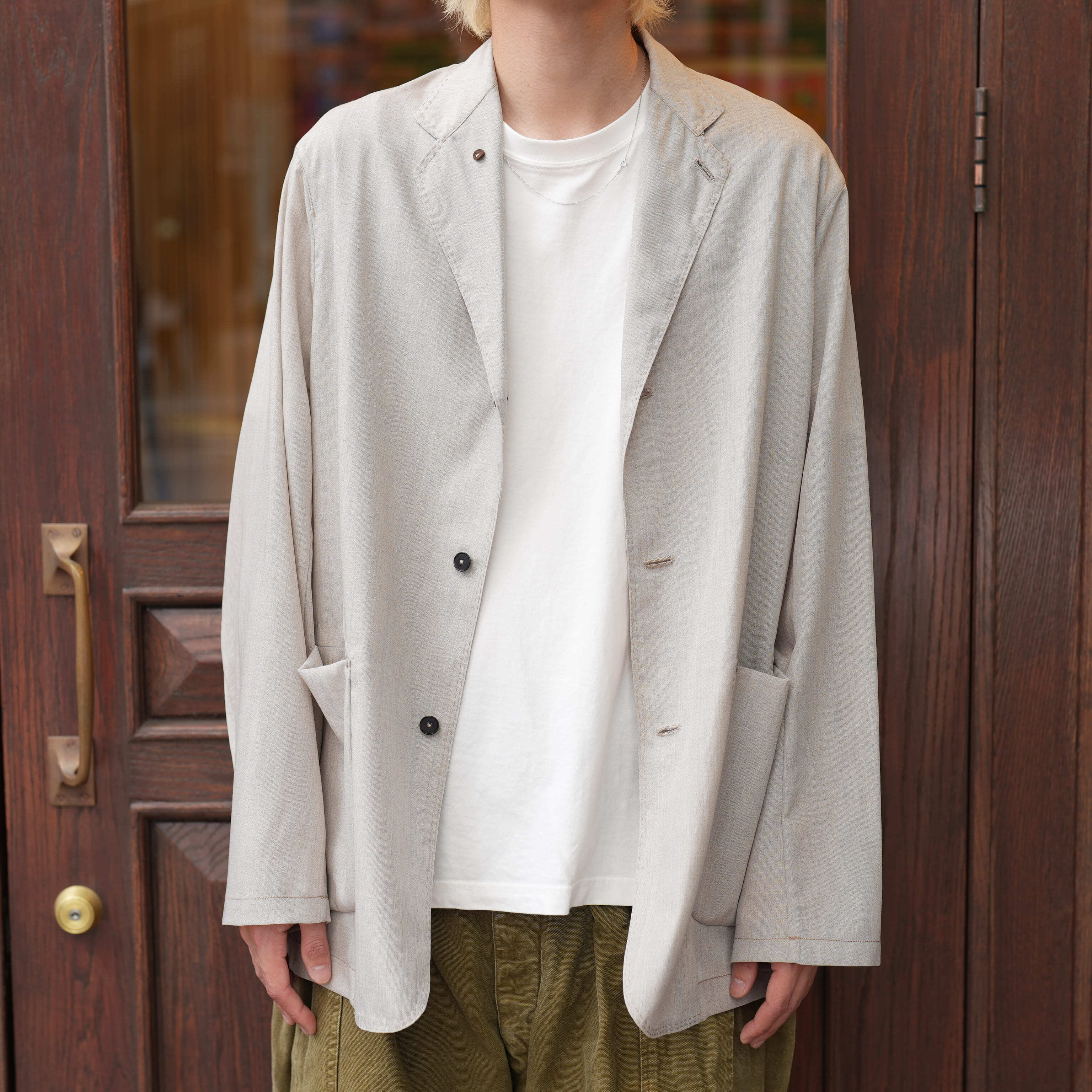 MAATEE&SONS(マーティーアンドサンズ) 26SS "NOT A PLAIN JACKET "俺のsummer wool" " -MIXGRAY-
