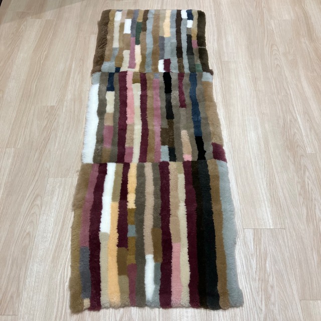 【サンプル品★1点限り】短毛裏地なしモザイク マット　55×160cm　}
