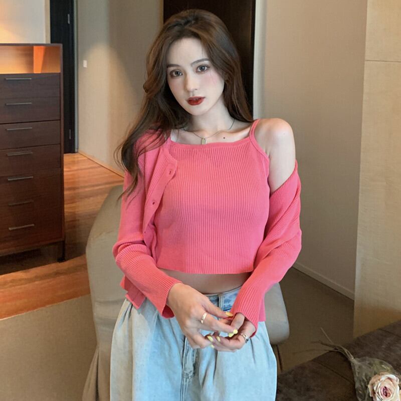 ドレープショートカーディガンジャケット レディースオータムルーズセーター カジュアルトップス ロング 秋物 ガールズファッション8297562945