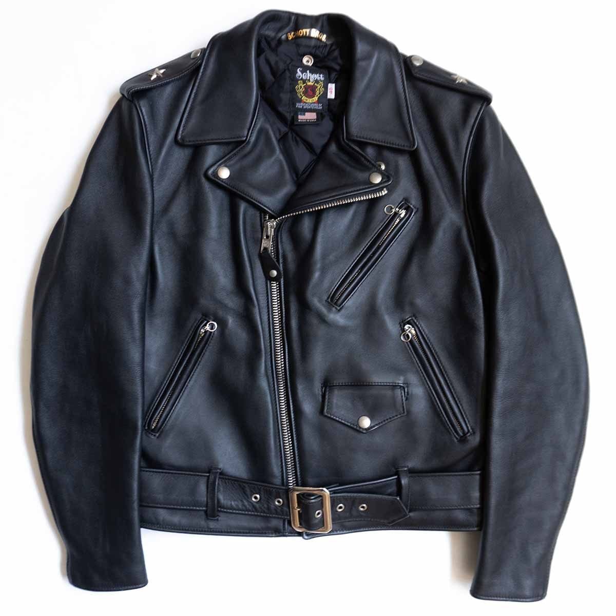 【美品/ビッグサイズ】SCHOTT【613UST/ワンスター ダブルライダースジャケット】46 TALL USA製 ブラック ショット 26070246 美品/ビッグサイズ】SCHOTT【613UST/ワンスター ダブルライダース