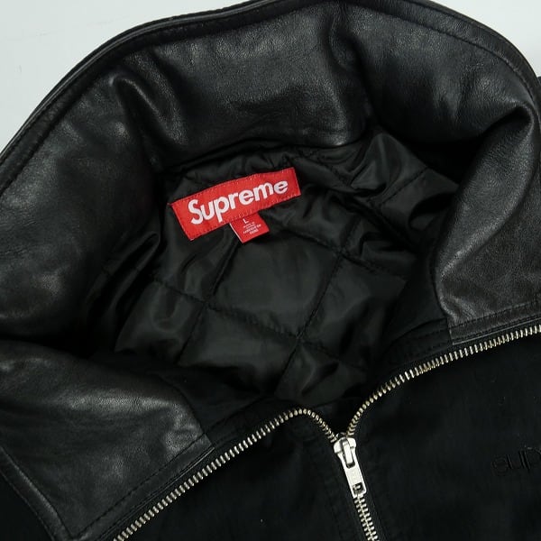 【美品/Lサイズ】Supreme 25SS レザーカラー ジャケット 黒 25ss supreme Leather Collar Utility Jacket L 黒 シュプリーム