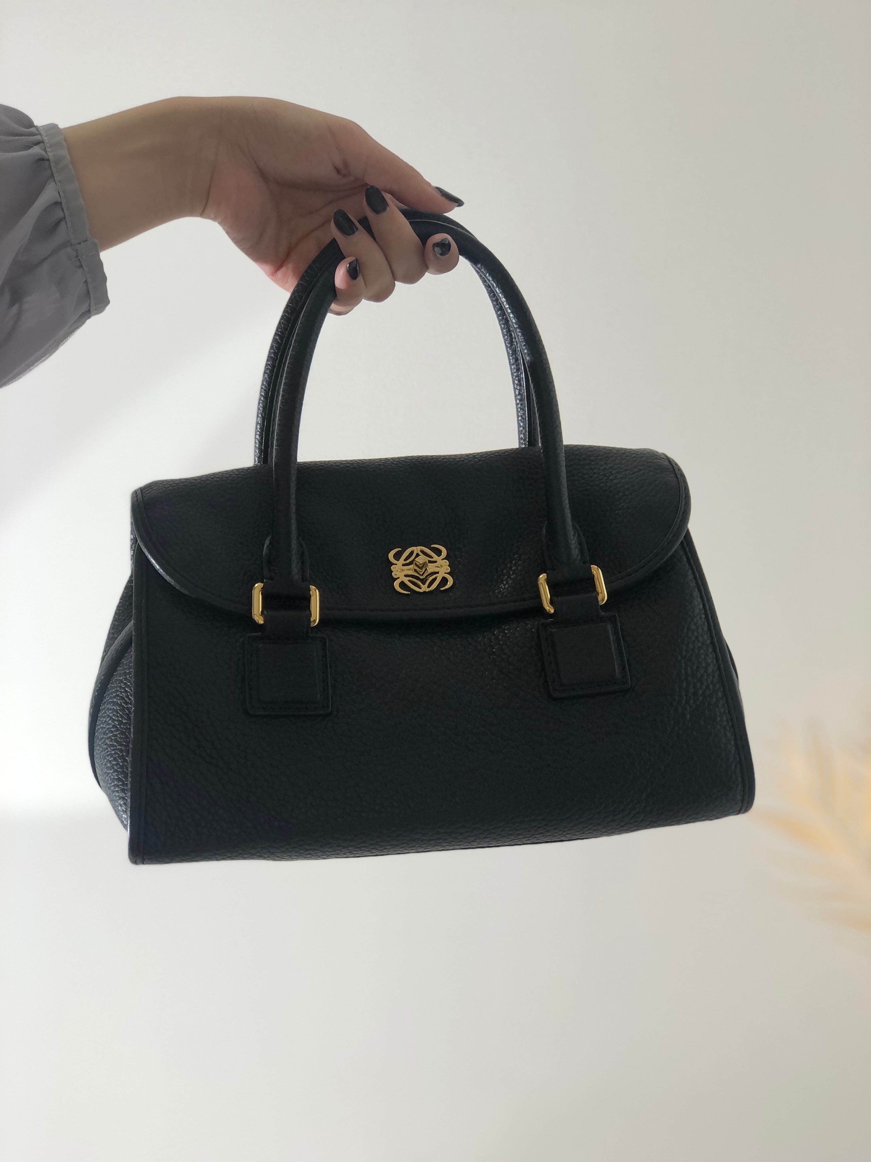 LOEWE トートバッグ ボストンバック アナグラムリボン ブラックピンク