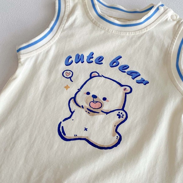 【BABY】ハイファイブくまノースリーブロンパース - 10
