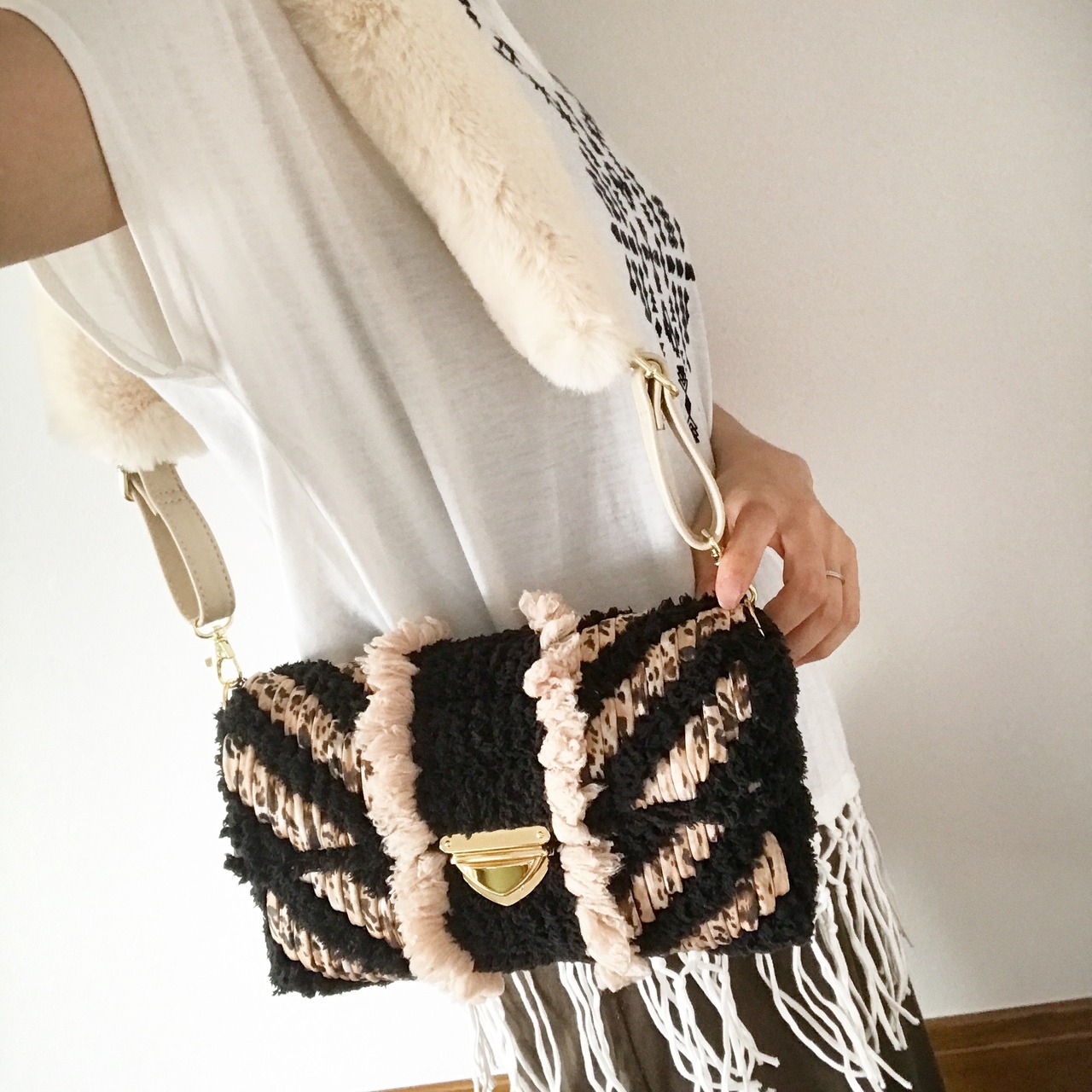 肩かけバッグ ハート キッズ Tシャツヤーン ズパゲッティ（ひも代用品  