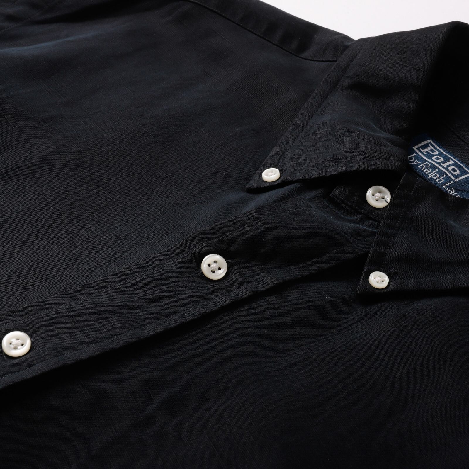 極美品】80s Ralph Lauren special silk linen shirt Black big size